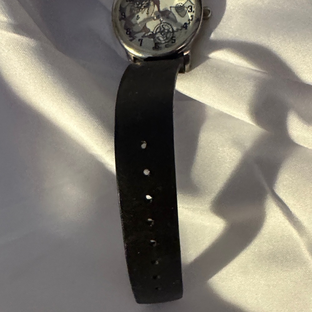 Unique Black Strap Watch with Artistic Dial - Picture 4 of 4